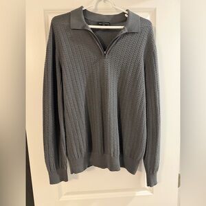 Emporio Armani Men's Half-Zip Ribbed Polo Sweater size XL